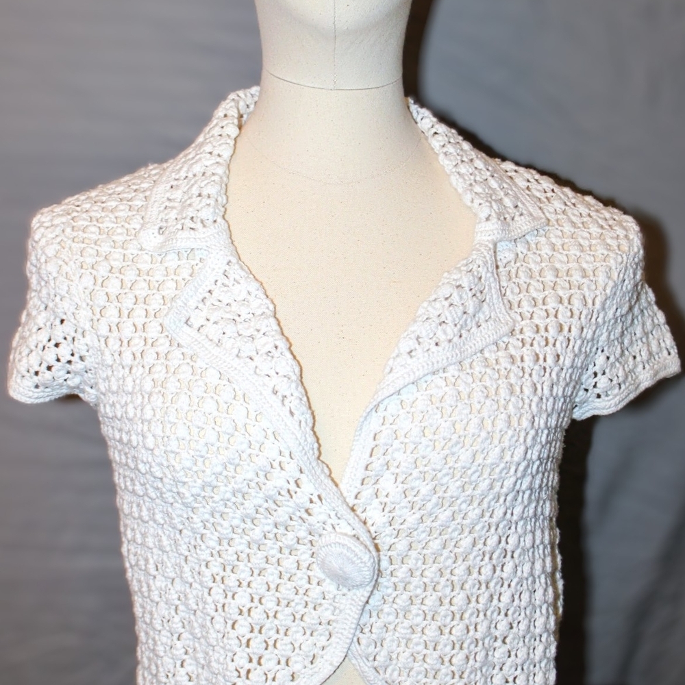 INC International Concepts White Crochet Cardigan